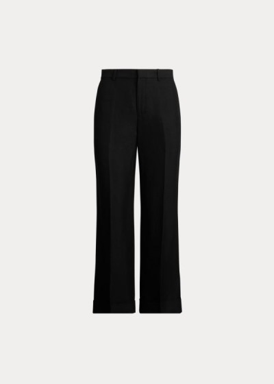 Pantalones Ralph Lauren Mujer Negros - Linen-Blend Wide-Leg - LQEKT3845